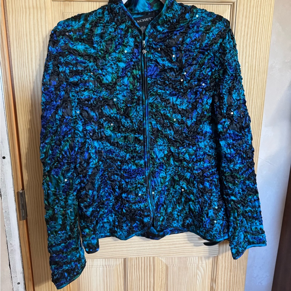 Cachet Vibrant Blue and Black Textured Blazer